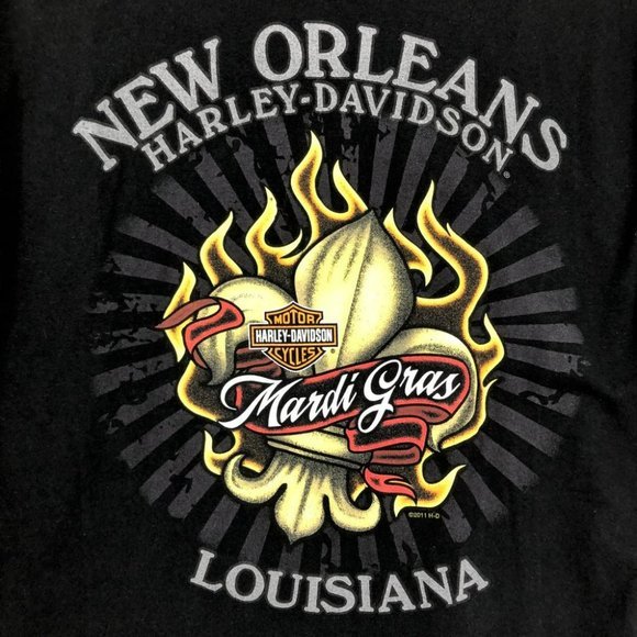 Harley Davidson Mardi Gras New Orleans Louisiana black shirt sleeve shirt - Picture 11 of 14